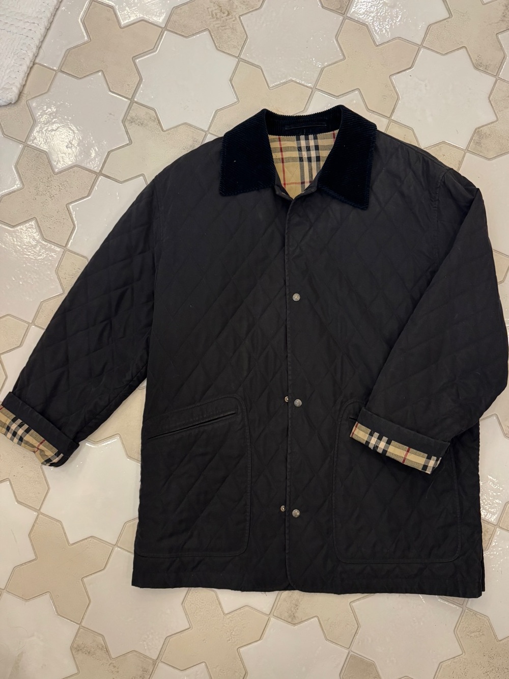 Burberry Quilted Jacket with Corduroy Collar